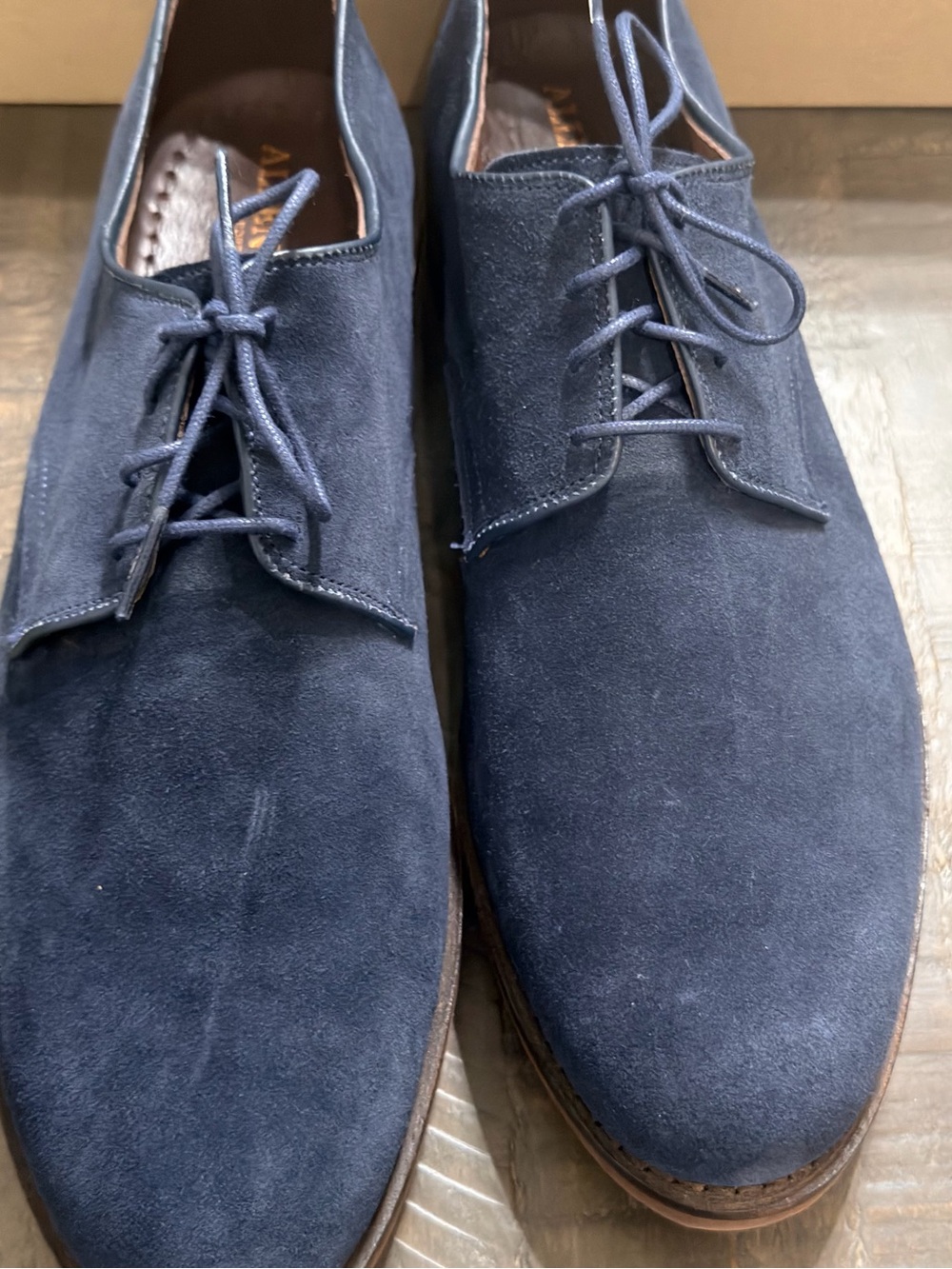 Allen Edmonds Men's Navy Suede Derby Shoes - Classic Lace-Up